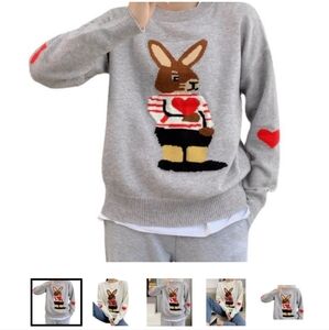 Bunny Sweater in grey, rabbit, hearts on elbows